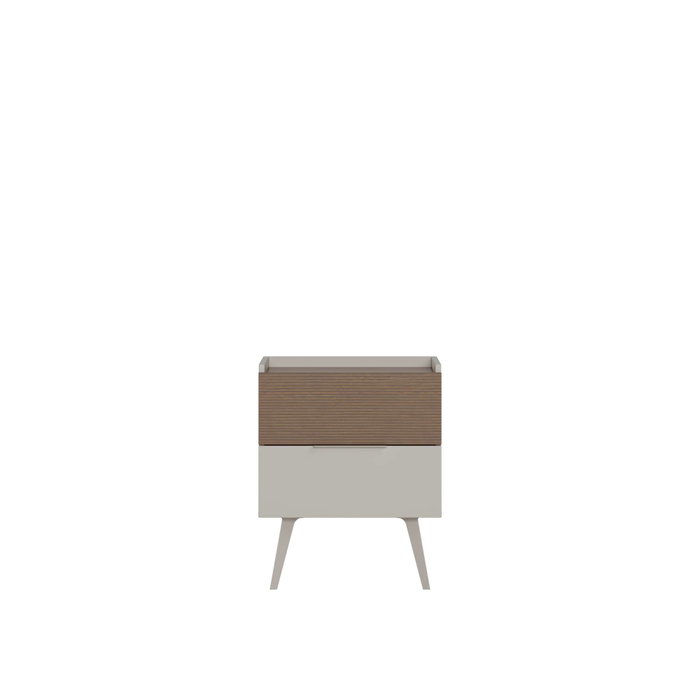 Hanah Home Mesita de Noche Milano Visón, 2 Cajones y Estanterías, Fabricada en Tablero de Partículas Recubierto de Melamina
